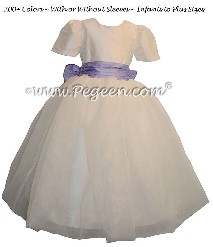 Lilac and New Ivory Infant Flower Girl Dresses