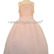 Swarovski Crystals, Beaded Tulle and Silk Flower Girl Dresses in Petal Pink with Crystals