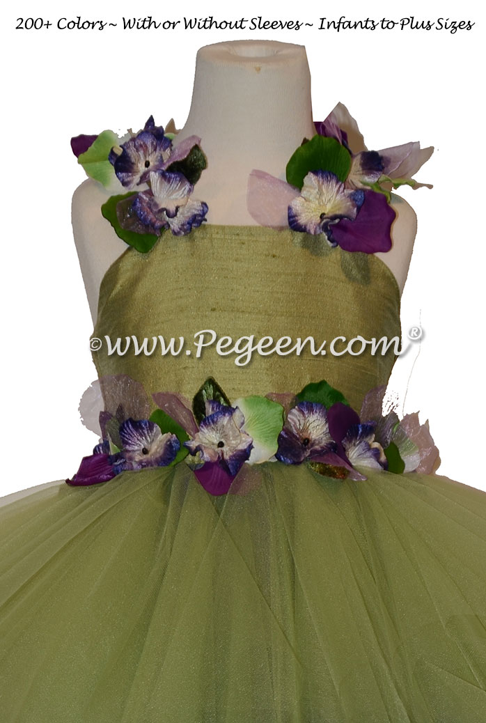 Enchanted Fairy Handkerchief Tulle Skirt with Flower Trim Style 920 | Pegeen