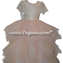 Light Pink Handkerchief Tulle Skirt with Aloncon Lace  top Style 921