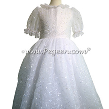 First Communion Dress with Embroidered Organza and Sequins - Style 980