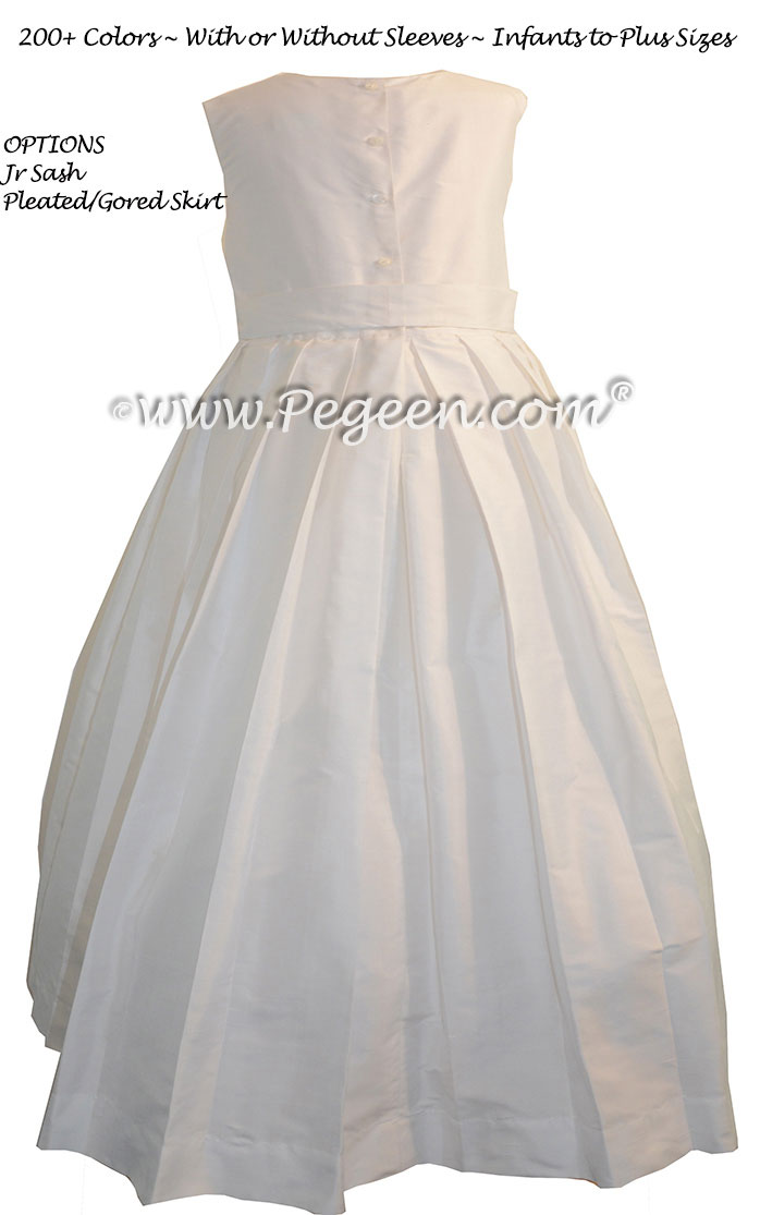 Pleated Skirt Antique White flower girl dresses by Pegeen