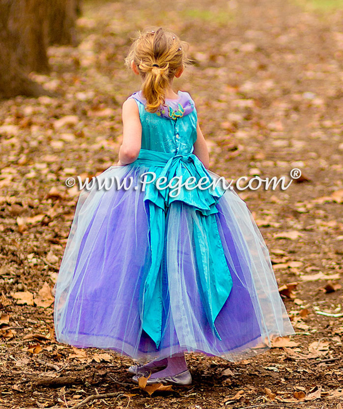 Flower Girl Dress Turquoise and Purple Shades - Cinderella Princess | Pegeen
