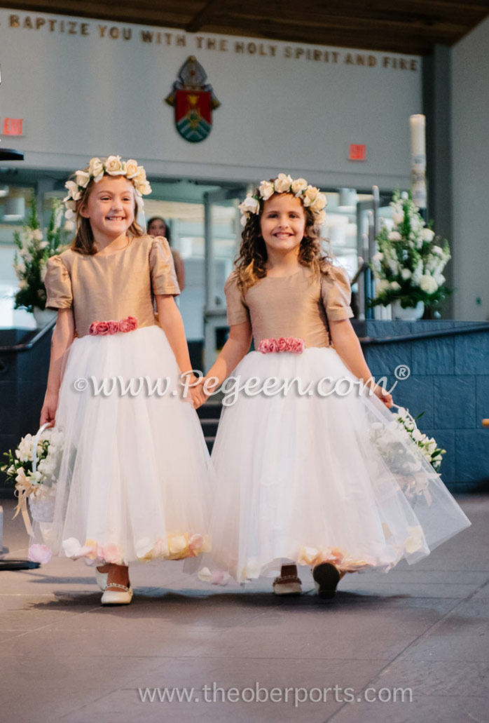  Flower Girl Dresses in Tuscan Petal Tulle - Style 333  | Pegeen