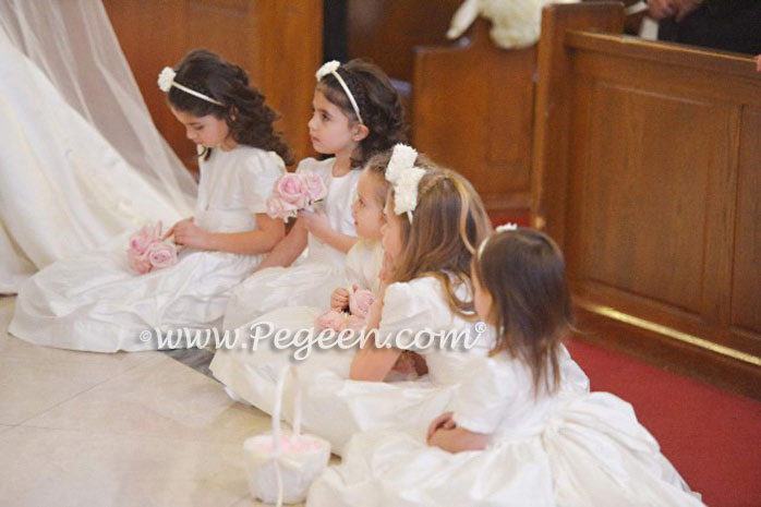 New Ivory silk flower girl dresses