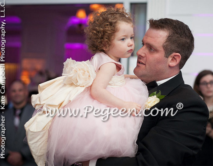 Toddler Pink Tulle Flower Girl Dress with Pegeen Signature Bustle