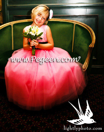 BubblegumPink and black tulle ballerina flower girl dress