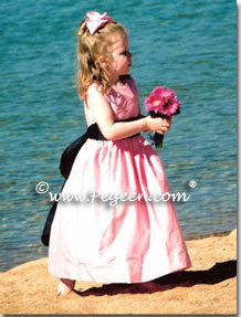 BUBBLEGUM PINK AND NAVY BLUE flower girl dresses 