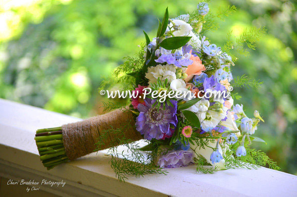 Lilac and ivory silk flower girl dresses with tulle skirt