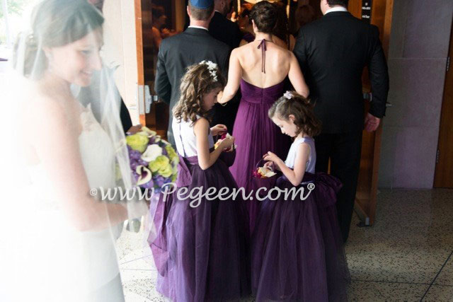 Lavender and Purple Silk and Tulle Custom Silk Flower Girl Dress Style 402