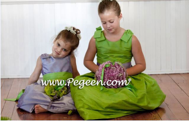 Wisteria and Apple Green flower girl dresses