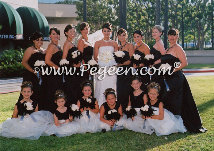 Black and New Ivory Tulle Custom Flower Girl Dresses style 356