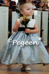 Denim Blue and Semi-Sweet Brown Flower Girl Dress