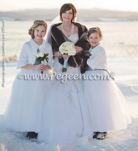 Flower girl dresses 402 powder blue and white glitter tulle and silk