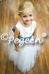 Flower Girl Dress Antique White and Arial Blue