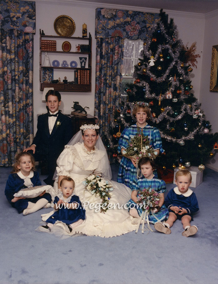 Wedding of the Month - Navy Plaid Silk with Matching Ringbearer in Velveteen