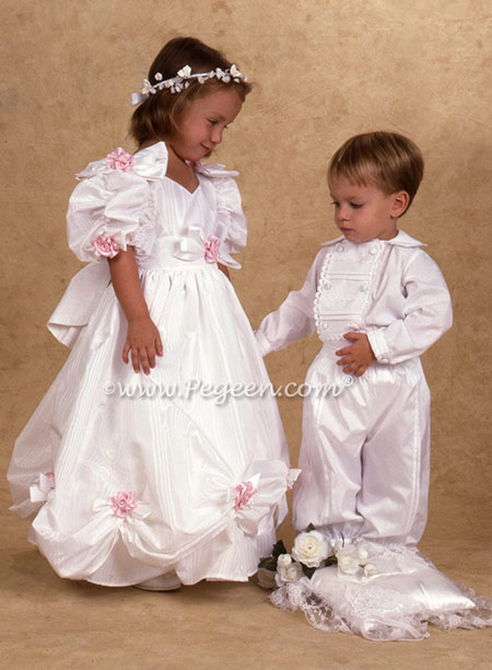 Matching taffeta Regis Flower Girl Dress - named after the Regis and Cathy Lee Show which we first produced in 1985.  Boy's Page Boy Outfit