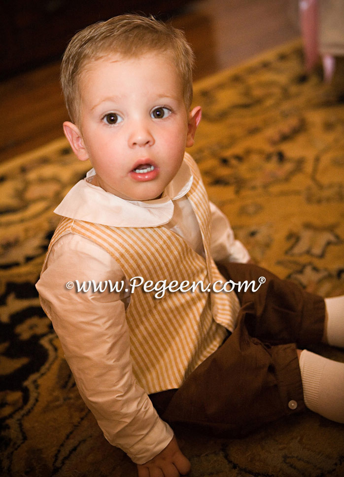 New Ivory and Chocolate Brown boys ring bearer suit