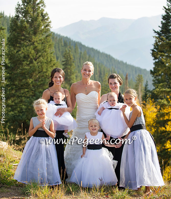Featured Custom Flower Girl Dresses in Silver Gray and Black