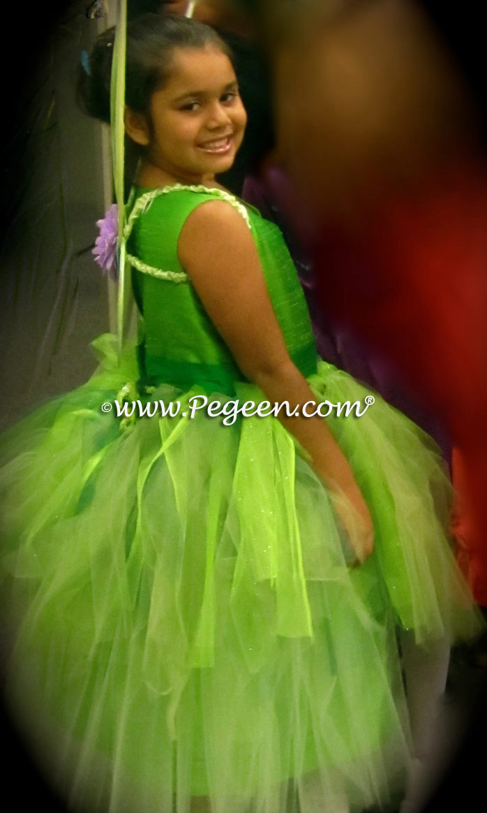Key Lime and Shamrock Green Tinkerbell Styled flower girl dress