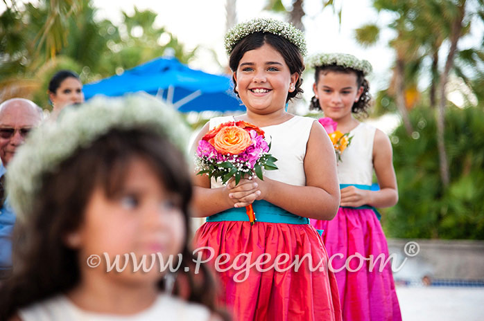 Tropical themed flower girl dresses