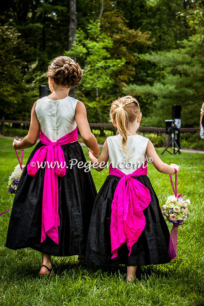 Flower Girl Dresses in black and hot pink - Pegeen Style 398