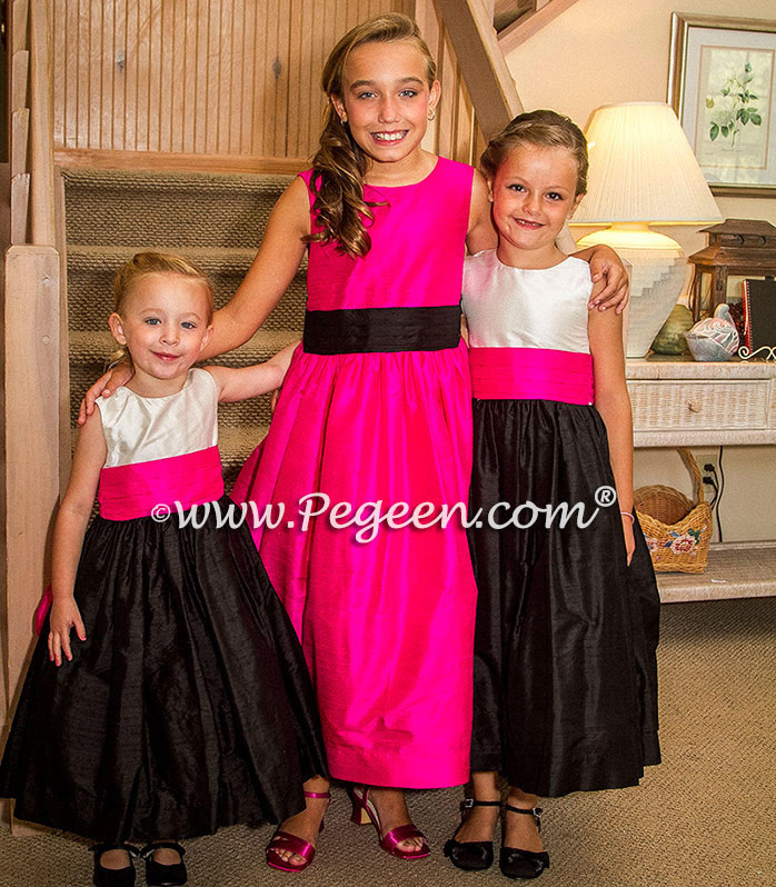 BOING (FUCHSIA), WHITE AND BLACK flower girl dresses