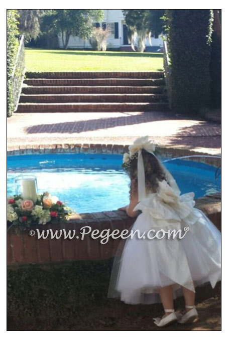 Ivory Flower Girl Dress with Pegeen Signature Bustle