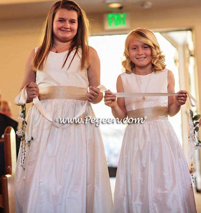 Pegeen Communion or Flower Girl Dress Style 398 in New Ivory and Toffee