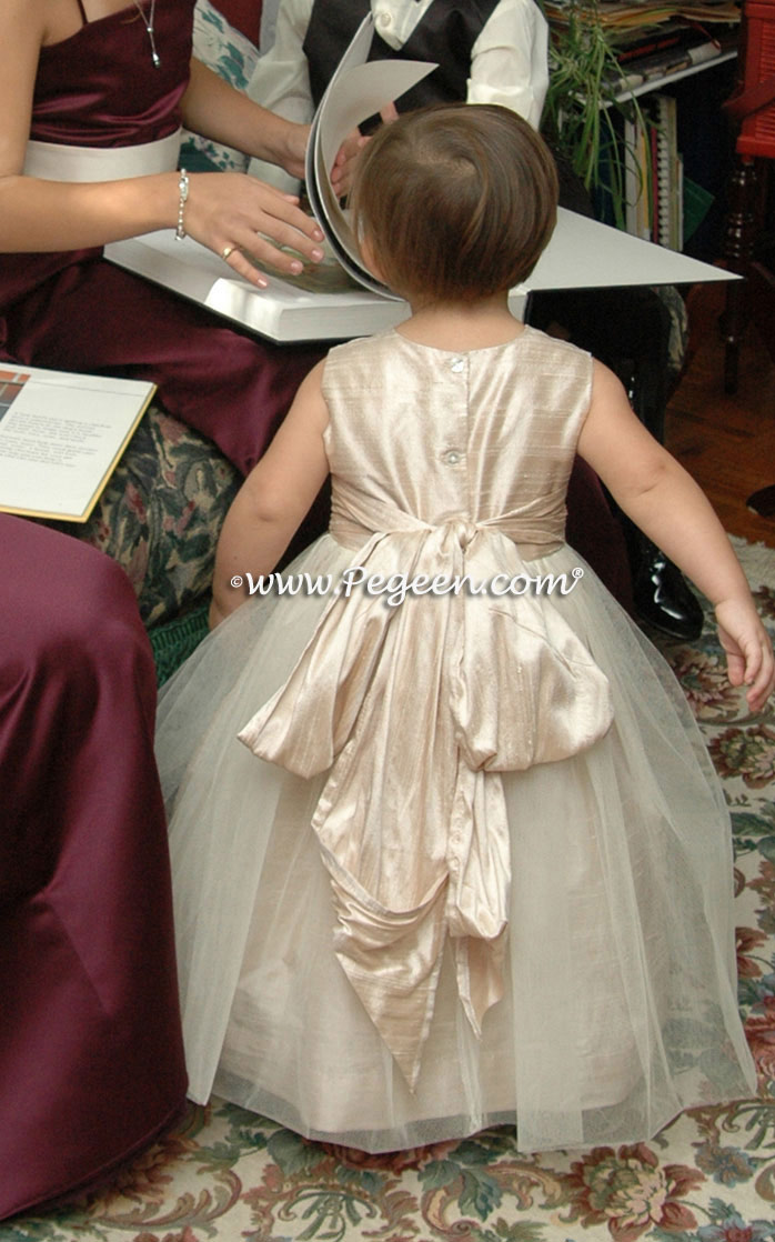 Ivory and Champagne flower girl dresses