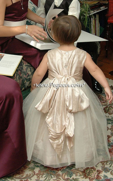 Pink Champagne Silk and Tulle Custom Toddler flower girl dresses - Pegeen Classic Style 56