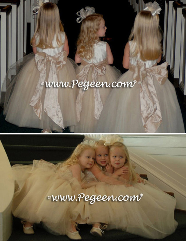 Flower Girl Dress Style 402 in ivory and champagne