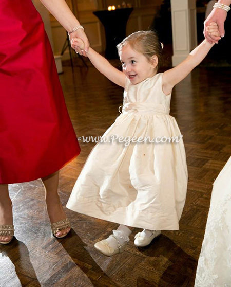 New Ivory Silk Flower Girl Dresses - Style 398 