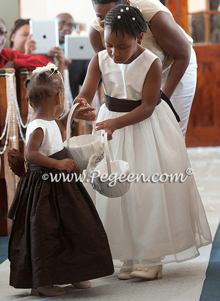 Flower Girl Dresses in Ivory and Semi Sweet Silk Style 383 and 313