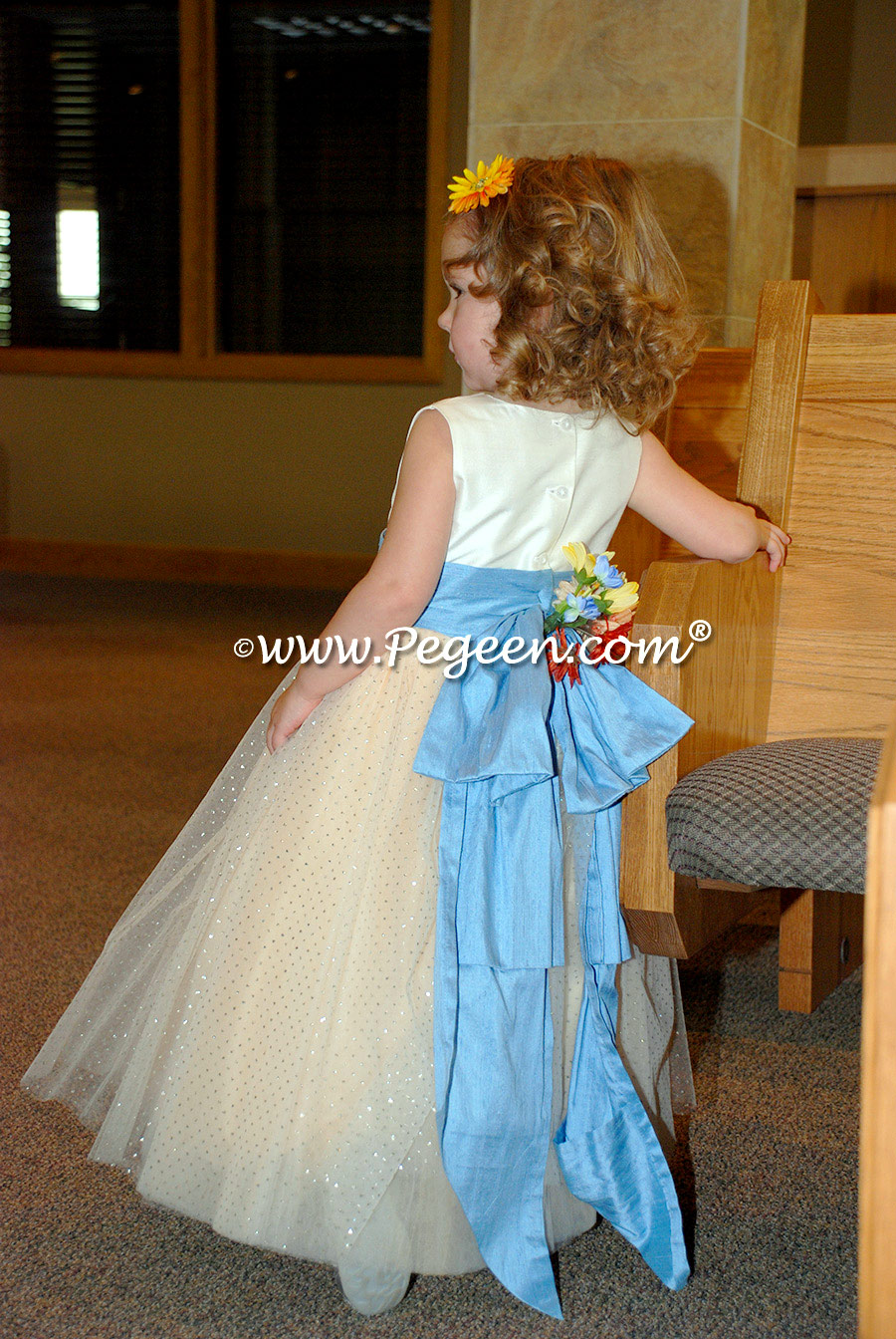 Glitter Tulle Flower Girl Dresses - Pegeen Couture Style 402 with layers and layers of tulle