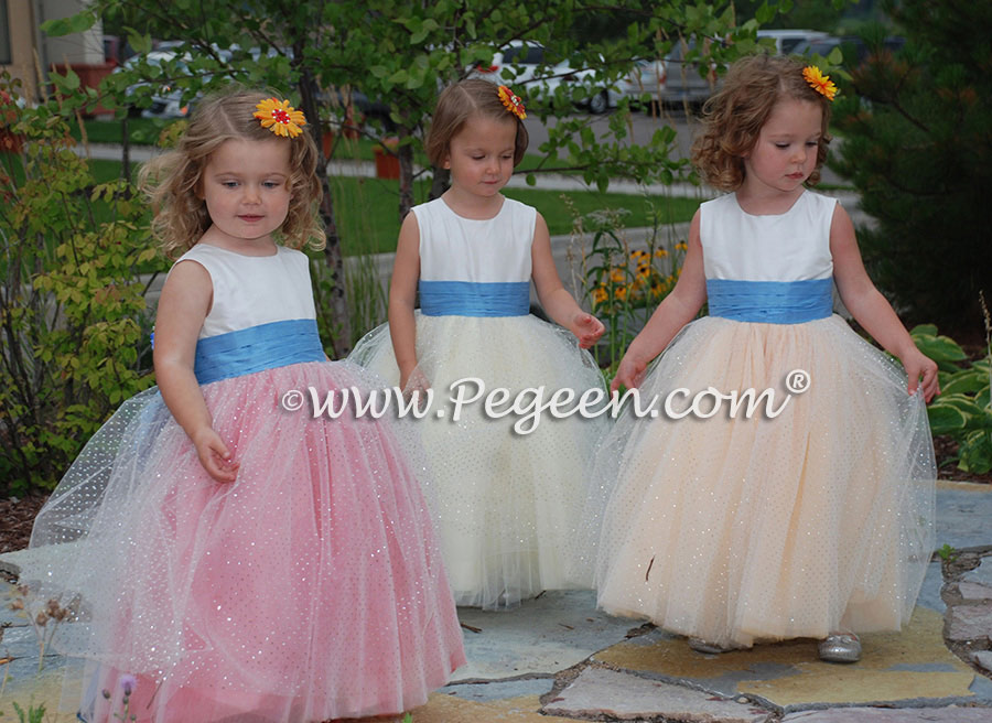 Glitter Tulle Flower Girl Dresses - Pegeen Couture Style 402 with layers and layers of tulle