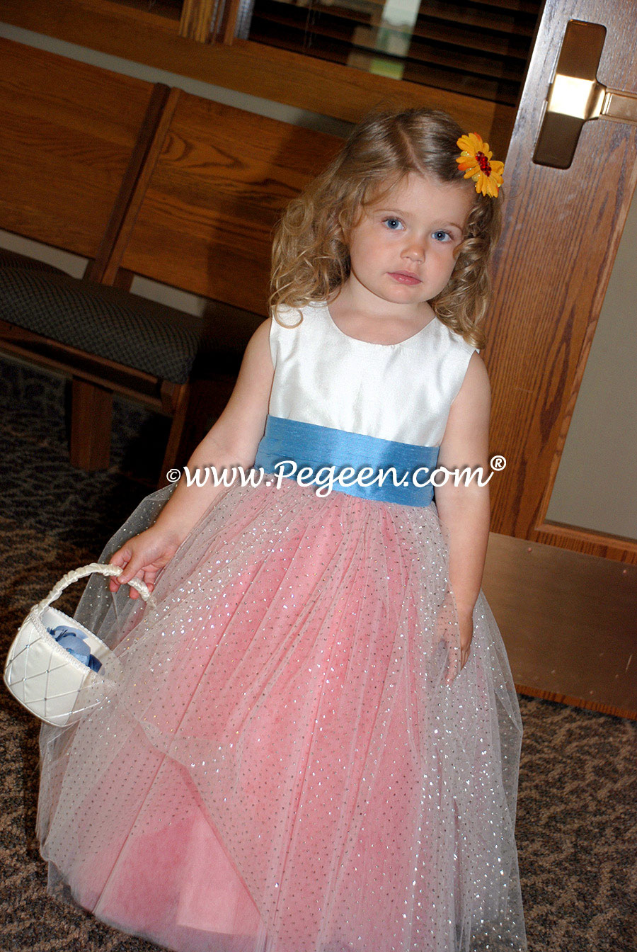 Glitter Tulle Flower Girl Dresses - Pegeen Couture Style 402 with layers and layers of tulle