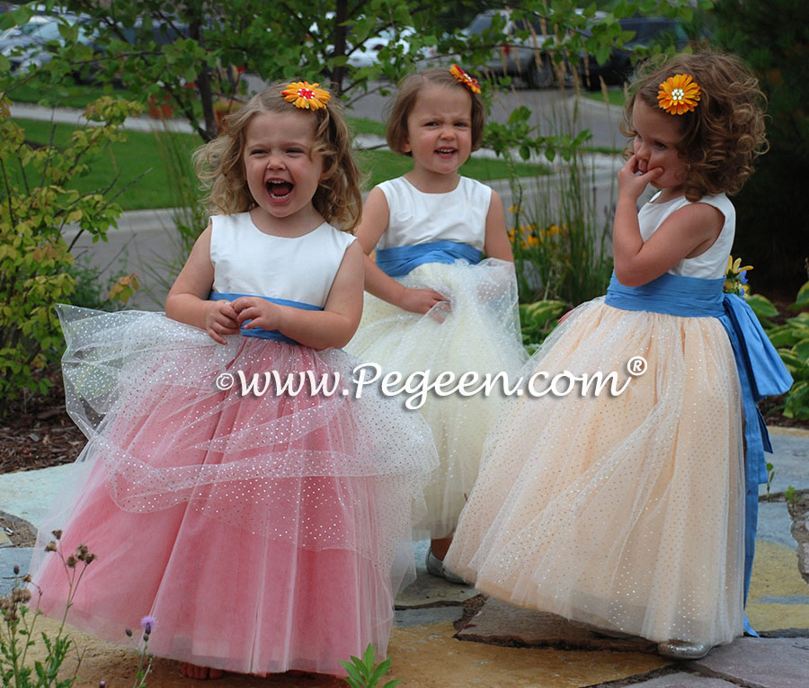 Glitter Tulle Flower Girl Dresses - Pegeen Couture Style 402 with layers and layers of tulle