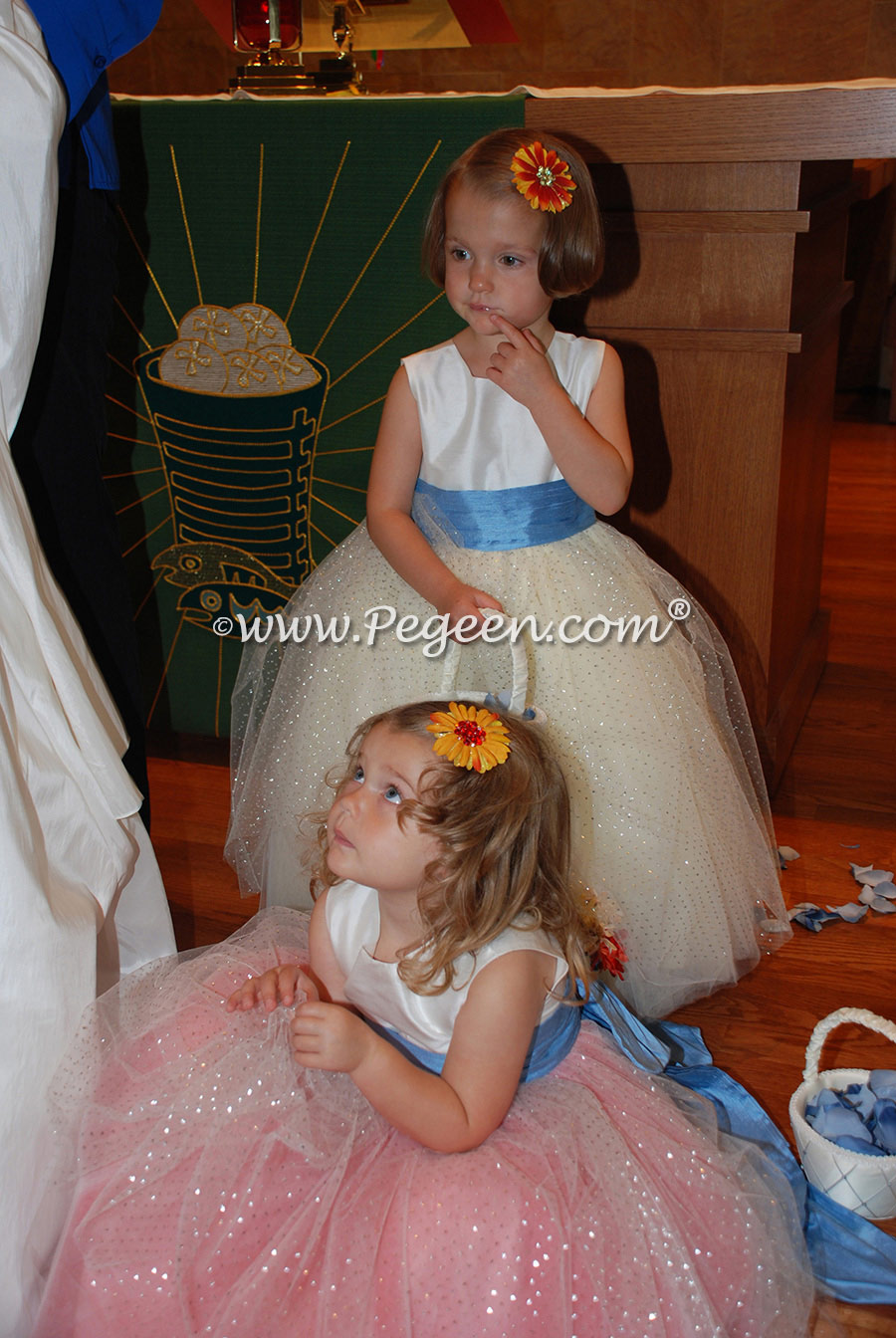 Glitter Tulle Flower Girl Dresses - Pegeen Couture Style 402 with layers and layers of tulle