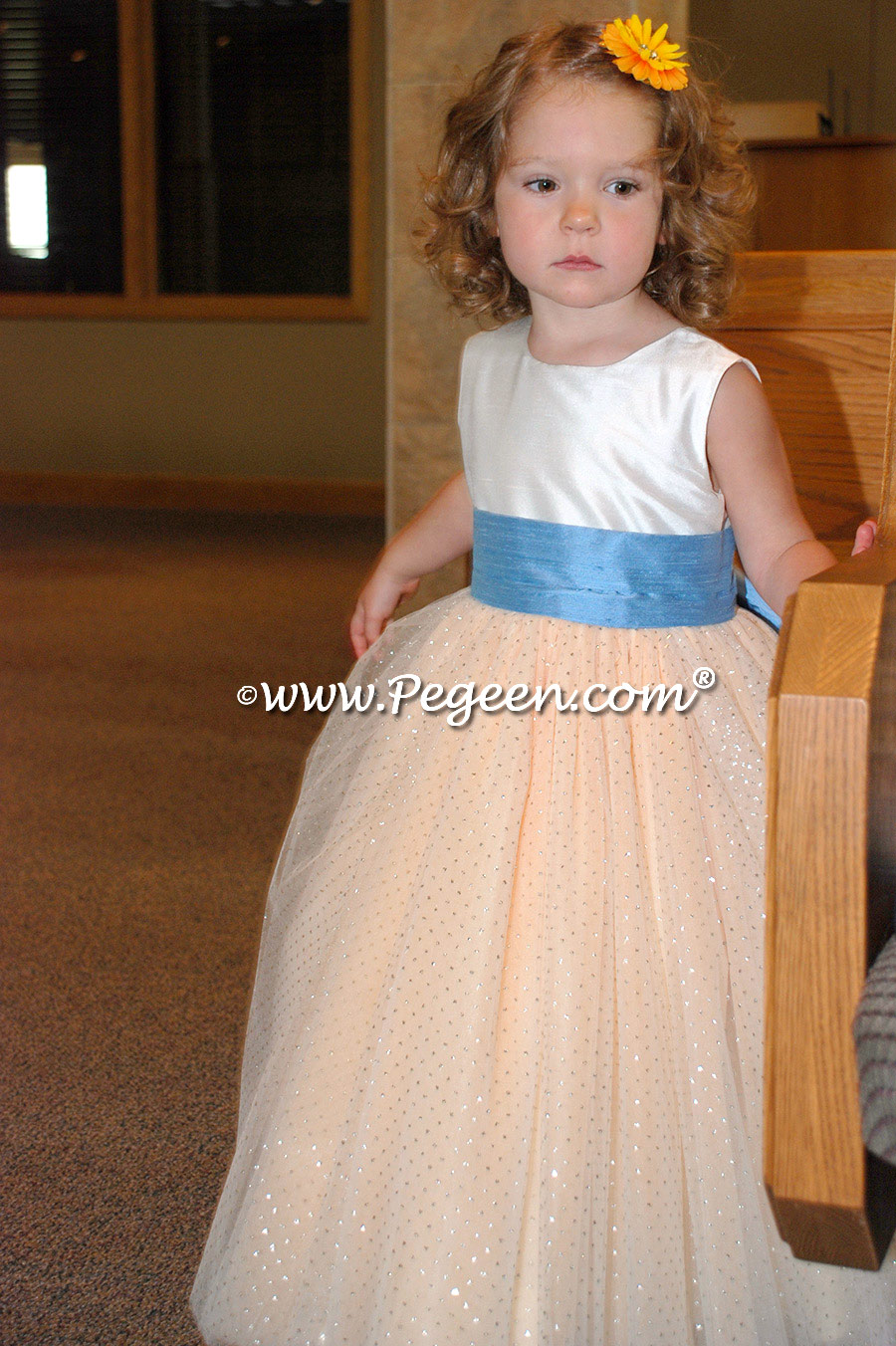 Glitter Tulle Flower Girl Dresses - Pegeen Couture Style 402 with layers and layers of tulle