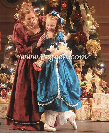Nutcracker Party Scene Dress in peacock blue with pantaloons