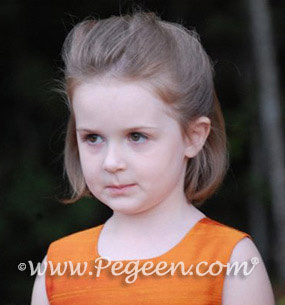 Carrot (orange) silk flower girl girl dresses - Pegeen Classic Style 318