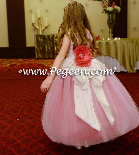Pink and raspberry tulle flower girl dresses style 402 by Pegeen Couture