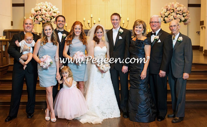 Featured Custom Tulle Flower Girl Dress in Peony Pink with Crystal Pink Tulle