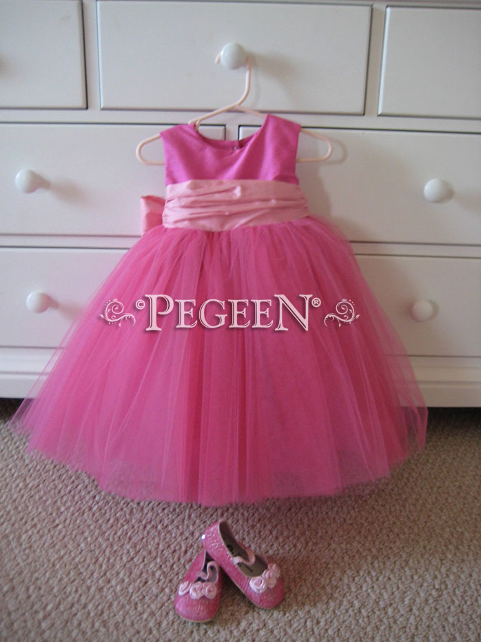 Shock pink tulle flower girl dresses - Pegeen Couture Collection Style 402