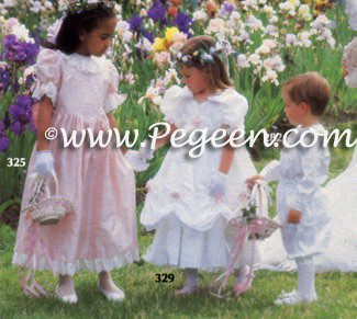 Flower Girl Dresses from left to right - Style 725, Style 968 and Ring Bearer Suit Style