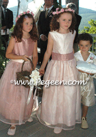 Rum Pink Silk and Organza Flower Girl Dresses