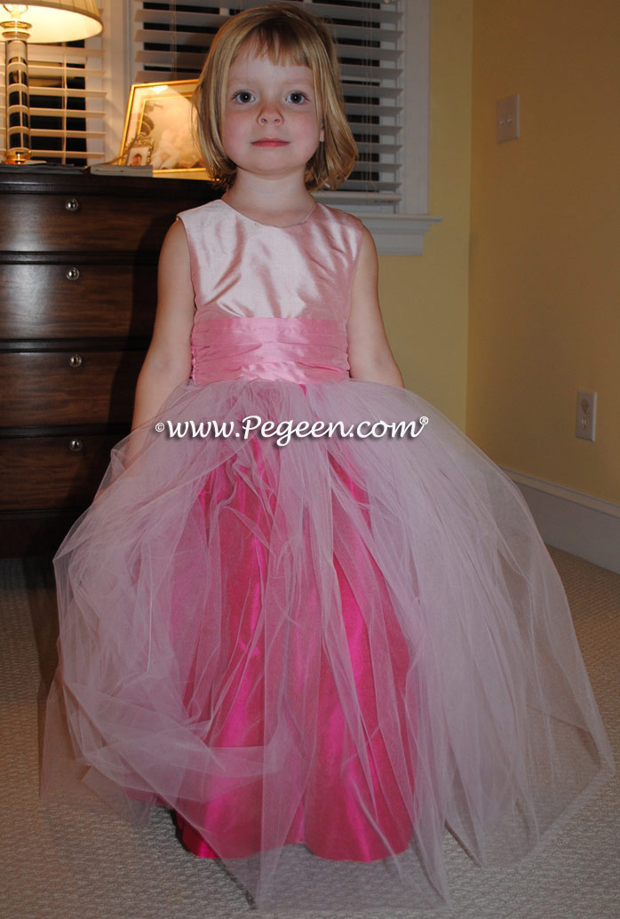 Bright pink clearance flower girl dresses