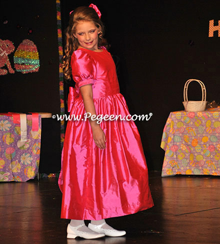 Flower girl dress used for a Natural Pageant - Pegeen Classic Style 318 with added sleeves in Shock Pink