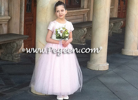 Custom Couture Above Flower girl dresses Style 402 in Peony Pink Tulle and Silk